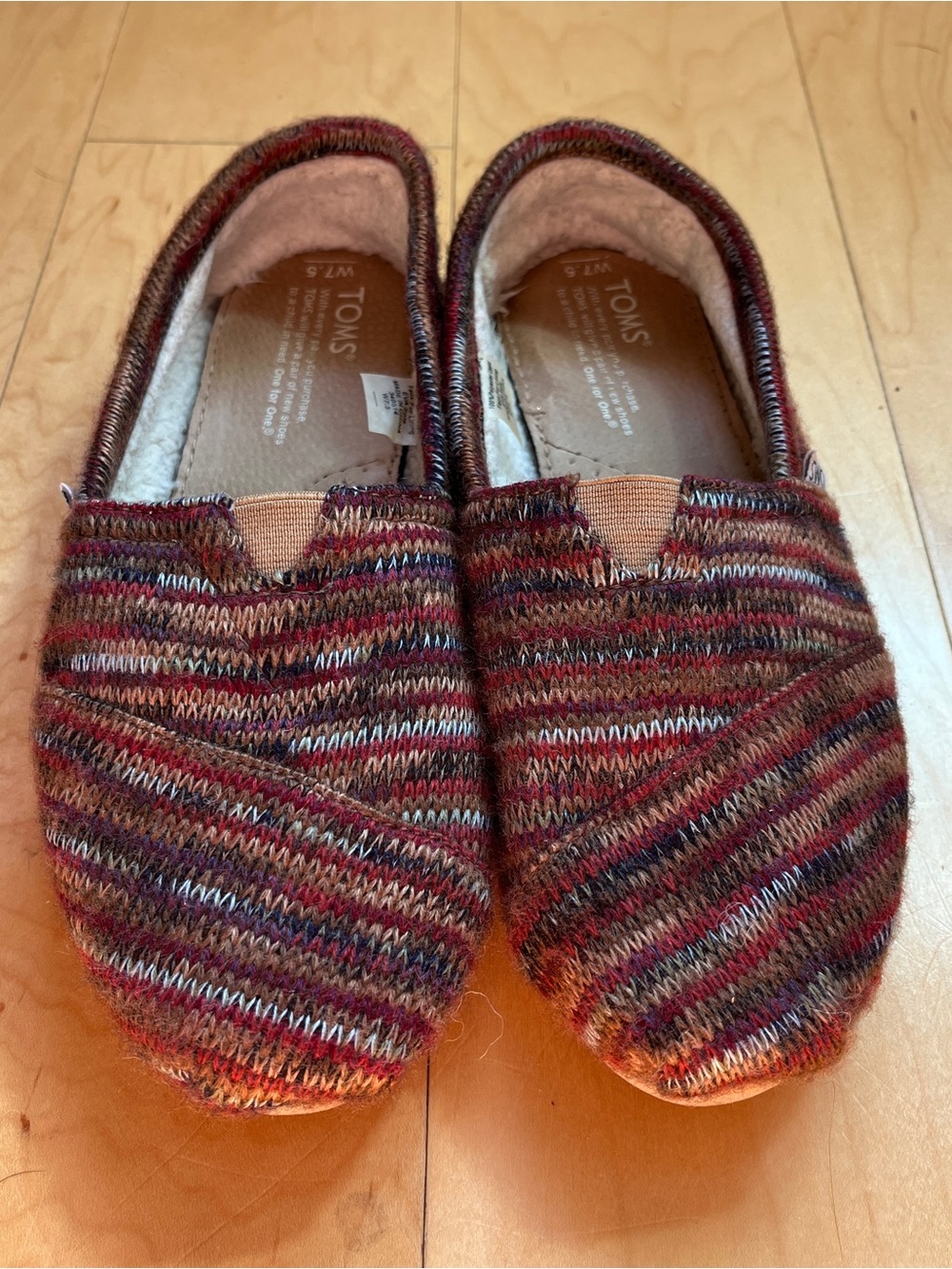 TOMS Alpargata Colorful Knit Sherpa Lined Classic Slip-On Shoes